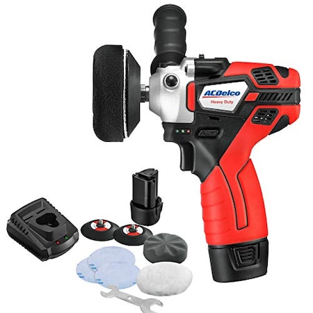 Acdelco G12 12V Cordless 3" 2-Speed Polisher, 2-Battery w/Accessories ARS1214P